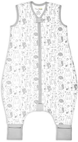 Baby Schlafsack mit Füßen Bio-Baumwolle 2.5 TOG Winterschlafsack 1er-Pack | Winter Schlafsack mit Beinen aus Bio-Baumwolle mit Premium-Polyesterfüllung, GOTS und OEKO-TEX, 90–100 cm von Mama Cheetah