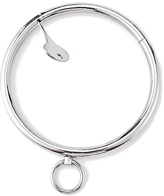 HeYie Solide Runden Edelstahl Sklaven Kragen O-Ring Abschließbar Drehmoment Halsband Halskette Fetisch Fesseln Werkzeuge Sex-Sklaven Kragen für Frauen Männer Erwachsene Sex Spiele (Color : Metallic M