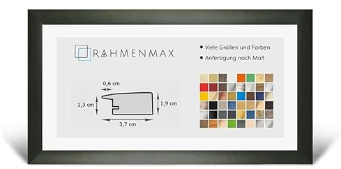 RahmenMax® Toskana Bilderrahmen Holz 33x98 cm zum Aufhängen/Bilderrahmen Maßanfertigung möglich/MDF Posterrahmen/Bilder Rahmen in Dunkelgrün Gewischt mit Acrylglas/Puzzle Rahmen