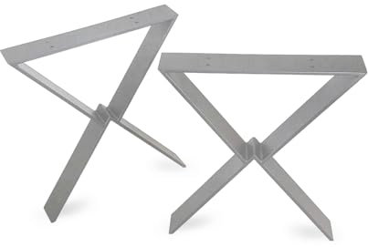 modernLOFTart Tischkufen X2 Silber 60x10 mm - Tischbeine Metall aus Flachstahl Sandgestrahlt und Pulverbeschichtet - Tischgestell Breite 80cm, Höhe 72cm - Industrial Loft