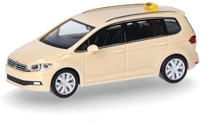 Herpa Modellauto Volkswagen (VW) Touran Taxi, Miniatur im Maßstab 1:87, Sammlerstück, Made in Germany, Modell aus Kunststoff