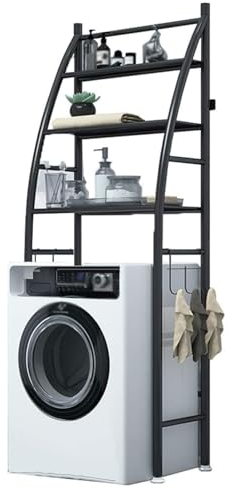 Generisch Waschmaschinen-Aufbewahrungsregal, Wäscheregal über der Toilette, 3-stufige Badezimmeraufbewahrung, platzsparender stehender Badezimmer-Organizer, A, 66 * 25 * 166CM