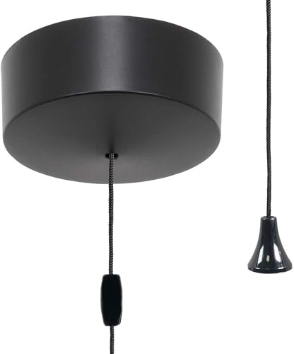 ElekTek Matt Black Bathroom Light Pull Switch & Black Cord, 1/2 Way, Instructions, Ceiling Mounted, Earth Terminal, UK Safety Approved EN 60669-1, CE Mark, IP41, 6 Amp 250V, Wiring Diagram