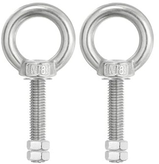 PATIKIL Bulloni ad Occhiello Golfari, 2pz M8x50 Bulloni Spallamento Sollevamento in Acciaio Inossidabile 304 Vite Filettata Anello Spalla con Doppi Dadi Fissi per Sollevamento Sospeso