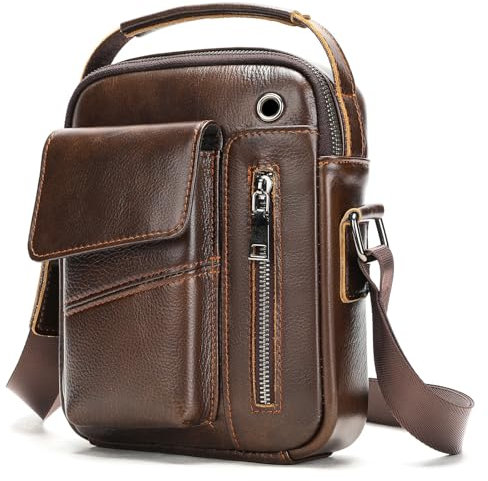 LVUNZJCA Brusttasche für Herren Herren-Umhängetasche. Herren-Umhängetasche aus Leder Umhängetasche für Herren(Coffee)