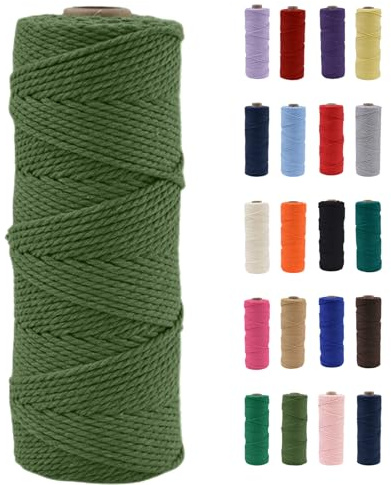 POPOYU Makramee Garn 2mm, Makramee Garn Avocadogrün, Makramee Baumwollgarn 2 mm x 100 m, Baumwollkordel Natur, Baumwoll Bastelschnur für Basteln Stricken Boho Deko DIY Handwerk Wandbehang Wohnzimmer