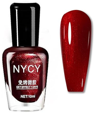 Red Pearl Nail Polish - Dark Red Nail Polish Quick Dry - 60 Second nail Varnish No Bake - Burgundy Pearlescent Nail polish - Shimmer nail Polish No Chip Long Lasting Breathable