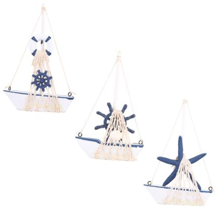 Alipis 3 Stücke Holz Segelboot Modelle Dekorative Nautische Ornamente Für Innen Büro Wohnzimmer