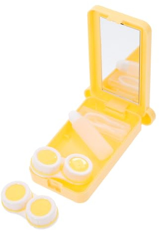 Ipetboom 1 Satz Kontaktlinsenbehälter Betrachten Lösung Polieren Sauberer Fall Entferner Koffer-kit Kleine Behälter Mit Deckel Kontaktlinsen- Kabel Augenbehälter Glas Yellow