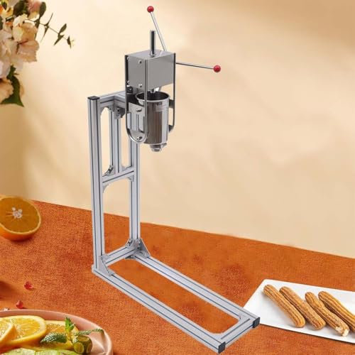 Rostfritt stål manuell donut Churros fyllningsmaskin 3 L/5 L/7 L, kommersiell Churros-maskin, för att göra Churros med latinska frukter med arbetsställ och 6 munstycken,5L