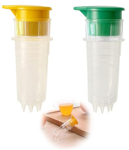tiyiyok Juego de 2 Exprimidores Manuales, Exprimidor de Naranjas y Exprimidor Limón Manual con Pico Vertedor, Tapa Hermética y Base Antideslizante, Ideal para Limones/Naranjas en Cocinas, Bares