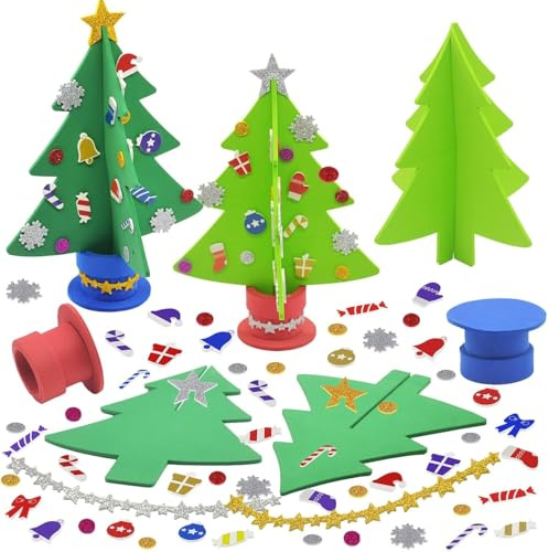 FYOJAIC Weihnachtsbaum bastelset, 6 Stück Weihnachtsdeko Basteln, Weihnachts Bastelsets, Filz Weihnachtsbasteln deko set für winter
