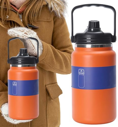 Water Bottle Insulated,Stainless Steel Hydration Canteens - Large 4L Portable Water Bottle for Beach School Sports Camping Outdoor Hiking Travel Cycling