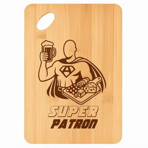 Planche à découper Super Patron - Plateau Apéro en Bambou Cadeau Gravé Collègue Homme Métier Cuisine Barbecue