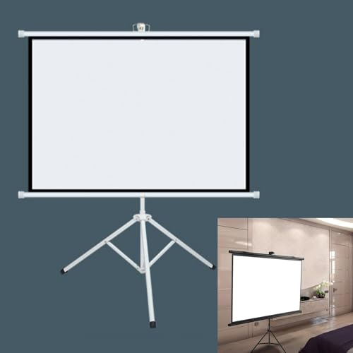 Pantalla de proyección, Pantalla de proyector con trípode y Soporte (50, 60 72 Pulgadas, 4:3 16:9, Multicolor)(White,4:3 50in)