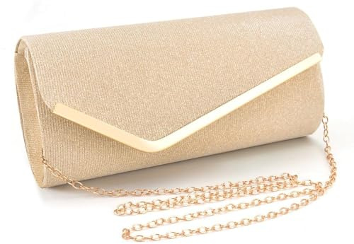 XFSRG Handtasche Damen Clutch Kettentasche Glitzer Abendtasche Elegante Envelope Tasche Crossbody Klein Umschlagtasche Brauttasche für Hochzeit Party Bankett Feiertage