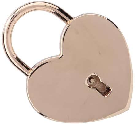 Ausla Cadenas Coeur, Cadenas Vintage en Forme de Coeur en Métal avec clé, Parfait pour les Boîtes à Bijoux, Agendas et Petits Bagages 45 X 59 Mm (Or Rose)