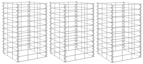 KKHOMEI Gabbione, Gabbione Metallico per Pietre, Zincato,Gabbia Sassi per Recinzioni, Muri di Sostegno, Cesti a Gabbione a Torre, 30 x 30 x 50 cm (3 pz)