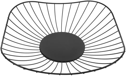 INOOMP Cesta de Frutas Pequeña Negra de Metal para Encimera de Cocina, Frutero Moderno y Multifuncional para Almacenamiento de Frutas y Snacks, Cesta Decorativa para Hogar