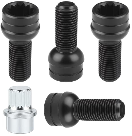 4 Piezas Tornillos Antirrobo Coche M14 x 1,5 mm y Tuerca de Seguridad
