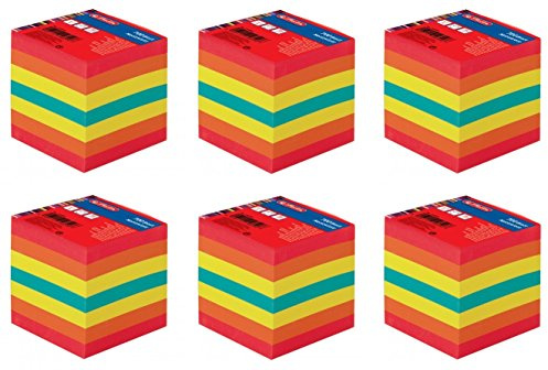 Notizklotz 9x9cm 700Blatt farbig geleimt mit Deckblatt 6er Pack