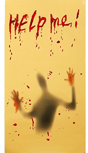 KULTFAKTOR GmbH Gruseliger Deko-Sticker 'Help Me!' Halloween-Deko beige-rot 120x63cm Einheitsgröße