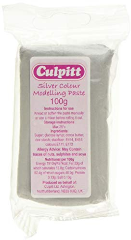 Culpitt 100g Silver Metallic Modelling Paste | Shimmering Pliable Sugar Paste For Models & Shapes, Sets To A Hard Glimmering Finish