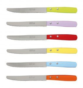 A.K TRADING Lot DE 6 Couteau de Cuisine SAUFAX PLAST Couleur STEACK Table Micro Bout Rond REF 80.6 Code 3035