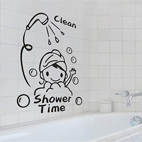 Casecover Stickers muraux drôle Salle de Bains en Verre de Porte Autocollants Mignons Enfants Fille Douche Autocollant imperméable Amovible en Vinyle Décor Decal