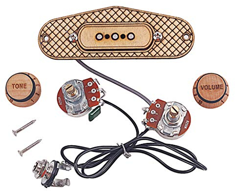 Alnicov 3-saitiger Zigarrenbox Gitarren-Tonabnehmer 3-poliger Humbucker-Tonabnehmer mit Lautstärke und Ton - kein Löten erforderlich