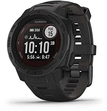 Garmin Instinct Solar, Solar-Powered Rugged Outdoor Smartwatch, Built-in Sports Apps and Health Monitoring, Graphite (Renewed)