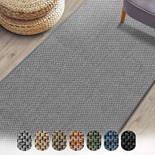 Floordirekt Teppich-Läufer Sabang 66 x 150 cm, Silber - Sisaloptik - Wohnteppich oder Läufer - Langlebig & strapazierfähig