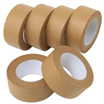Lichamp Kraft Packing Tape, Brown Kraft Gummed Tape for Packing Boxes, Shipping Cardboard and Carton Sealing, 6 Rolls x 2 inch x 55 Yard x 7 mil, B206BN