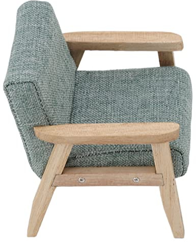 VBESTLIFE Puppenhaus Sofa 1:12 Puppenhaus Miniatur Japanischer Einzelstoff Sessel Sofa Wohnzimmer Möbel Ornament, Japanischer Einzelstoff Sofa Sessel(Grau Grün)