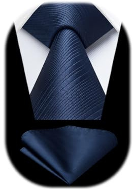 HISDERN Krawatten für Herren Hochzeit Krawatte mit Einstecktuch Klassisch Plaid Hahnentritt Business Krawatten & Taschentuch Set