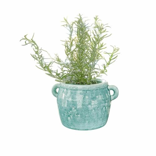 Loberon Vase Elvin, blau | von Hand gefertigt, in Handarbeit glasiert, charmanter Look, Blumentopf, Pflanzengefäß, Blumenvase, Terrakotta