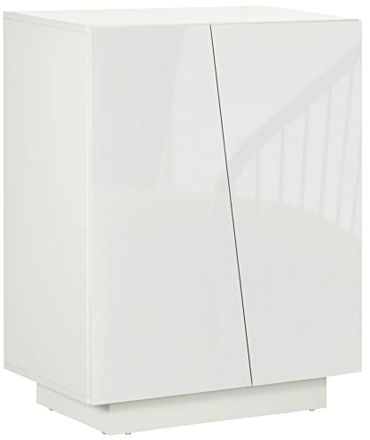 HOMCOM Mobiletto Multiuso in Truciolato Bianco a 3 Livelli con Ripiano Regolabile su 3 Livelli e Base Rialzata, 70x40x88 cm