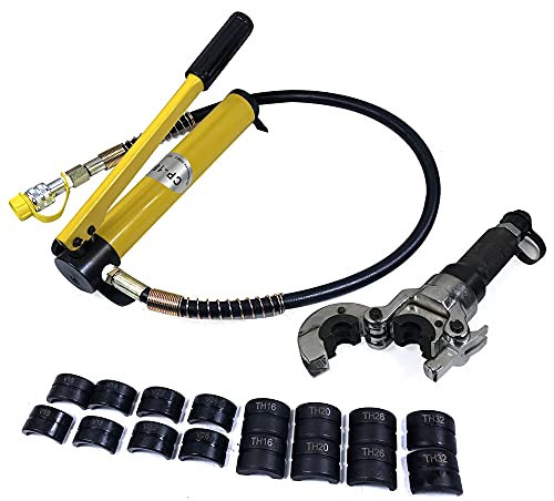 Alicates de prensa hidráulicos 6T – Cabezal giratorio 360° – Herramienta de prensado de tubo de cobre con 9 matrices – Ligero y fuerte