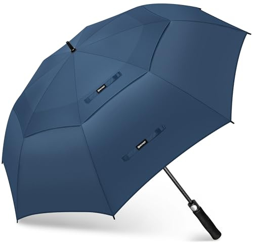KEYHOT Golf Regenschirm L Sturmfest, Großer Regenschirm Sturmfest Stabil, GolfSchirm für Herren Damen 2 Personen (Marineblau)