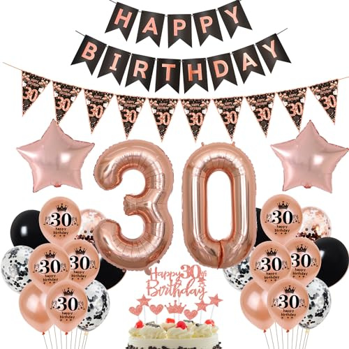 noir or rose ballon 30 ans anniversaire femme décoration gâteau 30 ans anniversaire femme décoration anniversaire 30 ans femme rosegold ballon décoration 30 ans anniversaire femme ballon