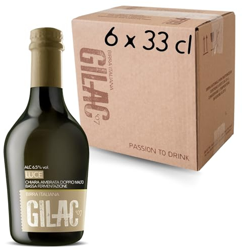 GILAC LUCE HELLES BOCK Birra artigianale Chiara Ambrata 6 Bottiglie da 33 cl, Birra Speciale Italiana Non Filtrata e Non Pastorizzata, Birre artigianali confezioni regalo - Alcol 6.5% Vol