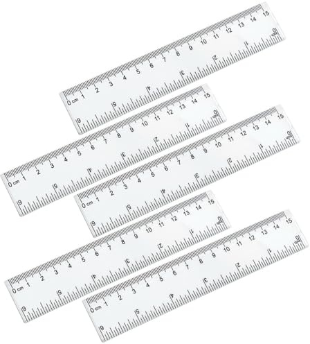 5pcs Clear Plastic Ruler Shatter Resistant Geometric Shatterproof Measuring Transparent Straight Tool for Kids Student Teaching School Office (15 cm/6 Inch)