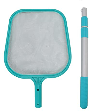 Aladeno Hand-Laubkescher für Schwimmbäder, Kunststoff-Nylon, grüner Laubharken, Entfernungswerkzeug mit einziehbarer Kunststoffstange für Whirlpool, Spa, Brunnen, Teich, Kleiner