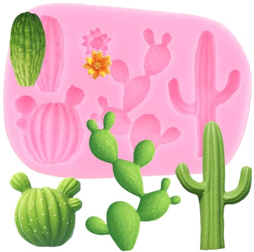 XMOLDNMS Cactus Silicone Fondant Mould Cacti Chocolate Candy Moulds for Cake Decoration Cupcake Topper Candy Chocolate Polymer Clay Gum Paste