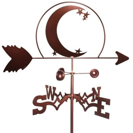 Dachmontage Metall Wetterfahne Wetterfahne Wetterfahne Gartendekorationen mit Mond und Sternen Windrichtungsanzeige