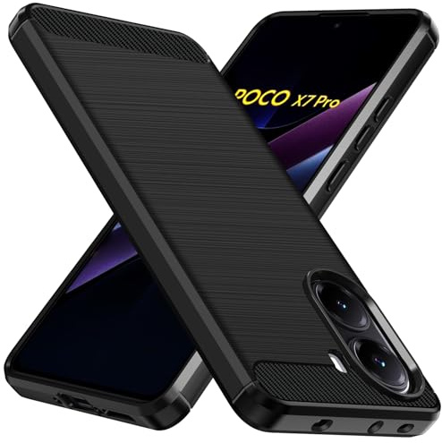 ivoler silikonfodral för Xiaomi Poco X7 Pro 5G, [militärt skydd] stötsäkert mobilskal, tunt mjukt flexibelt TPU-reptåligt skyddsfodral anti-fingeravtryck fodral, svart