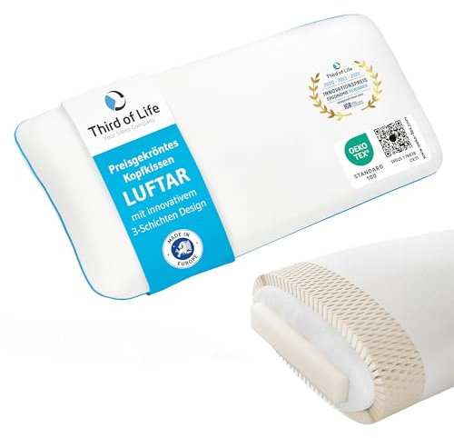 Third of Life® Nackenstützkissen 40x80, Orthopädisches Kissen mit innovativem 3-Schichten Design, Atmungsaktives Memory Foam Kissen gegen Nackenschmerzen, Ergonomisches Kopfkissen für Seitenschläfer