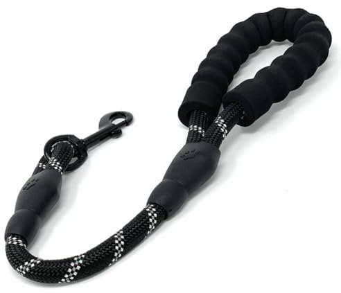 Short Dog Lead with Soft Padded Handles and Reflective Threads Walking Dog Rope Dog Lead Rope for Small Medium and Large Dogs (black) short leads for dogs