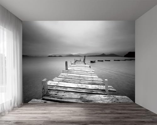 Tapetenwandbild Mit Retro-Holzbrücke 150x130cm Einfache Luxus-Tapete, 3D-Fototapete Aus Seide, Für Büro, Schlafzimmer, Wohnzimmer, Esszimmer, Nicht Selbstklebend