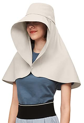 OhSunny Kvinnor vandring fiske solhatt brett brätte keps med stor hals flik UPF 50+ solskydd hatt SLH3M079, BEIgE, one size